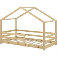 In And OutdoorMatch And OutdoorMatch kinderbed Caleigh - huisbed - met valbeveiliging - 80 x 160 - houtkleur - grenen - voor meisjes - voor jongens - voor kinderen
