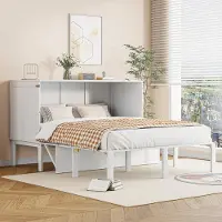 Fortuna Lai wandbed 140x200 cm, wandbed met lattenbodem, opklapbaar wandbed, verticaal wandbed met lattenbodem, bed voor jongeren, wit