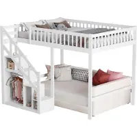 UnboxG Unbox Etagebed 140x200 cm met trap en opbergruimte, hoogslaper met valbeveiliging, kinderbed met lattenbodem, stapelbed, houten bed, wit
