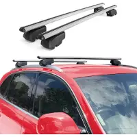 Omtec Draagbalken voor bagagedrager, geschikt voor Seat Arona (2017-2023), type: dwarsbalk, ABE-certificering, aluminium, grijs, 2 stuks
