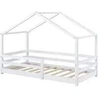 In And OutdoorMatch And OutdoorMatch kinderbed Domenica - huisbed - met valbeveiliging - 70x140 - wit - grenen - voor meisjes - voor jongens - voor kinderen