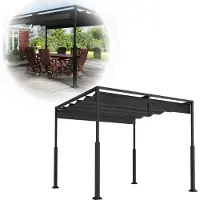 XINZI Vrijstaande pergola, 3x3 meter, met schuifdak, gepoedercoat staal, UV- en waterdicht, weerbestendige tuinoverkapping, zwart