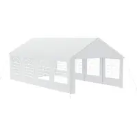 JOIEYOU Partytent, 4x8 meter, met afneembare zijwanden, waterdicht, stabiel, geschikt voor gebruik in de winter, zonwering, tuinpaviljoen, partytent, tuintent, wit