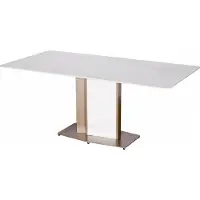 FURNLUX Eettafel Modig, marmerlook, wit en rosé goud, 180 cm / Hoofdkleur: wit / Afmetingen: 180 x 75 x 90 cm