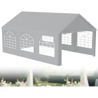 LZQ Paviljoen, 4x6 meter, waterdicht en met UV-bescherming 50+, groot partytent met zijwanden en PE-zeildoek – Grijs – 24 m²