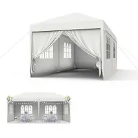 UISEBRT 3x6 meter partytent, paviljoen, waterdicht, stabiel, tuinpaviljoen met UV-bescherming, zijpanelen en grote ramen. Tuincent, feesttent voor tuin en feest, wit
