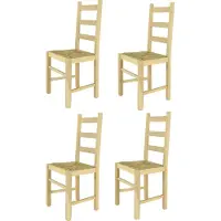 STOCK LINE t m c s Tommychairs - Set van 4 stoelen RUSTICA, geschikt voor keuken en eetkamer. Robuuste constructie van gepolijst beukenhout, onbehandeld en 100% natuurlijk. Zitting van echt stro