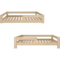 Need Sleep - Montessori Kinderbed Vloerbed met Uitvalbescherming - Naturel Hout - 90x180 cm - 2 in 1 ontwerp met verwisselbare poten (11 cm)