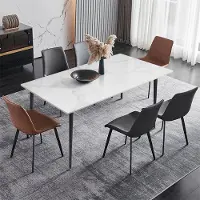 WISFOR Eettafel, marmerlook, keukentafel/eettafel voor 4-6 personen, rechthoekige tafel van 120 cm met antislip metalen poten, kleur: Bentley wit