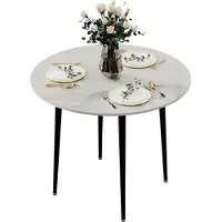 WISFOR Eettafel met marmerlook, keukentafel voor 2-4 personen, tafel met antislip metalen poten, modern design