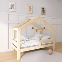 Need Sleep - Montessori Kinderbed Huisbed 90x190 cm - Naturel Hout - Peuterbed met Uitvalbescherming - Symmetrisch
