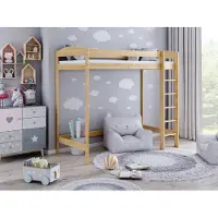Need Sleep Bedstede, etagesbed, hoogslaper met trap, kinderhoogslaper, hoogbed voor volwassenen, jongeren en kinderen, 200x90x160 cm, naturel