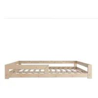 Need Sleep Montessori Bed Kinder Vloerbed 90x160 cm - Naturel Hout - Lattenbodem Laag Kinderbed - met Uitvalbescherming - Peuterbed Jongens Meisjes – Bed voor Kinderen