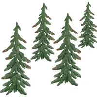Nikcorp Kerstdecoratie, metalen kerstbomen, 4 stuks, groen