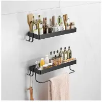 Nikcorp Wandplank voor de badkamer, 35 cm, zonder boren, met handdoekhouder