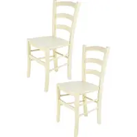 STOCK LINE t m c s Tommychairs - Set van 2 stoelen VENICE, geschikt voor keuken en eetkamer, met een stevige structuur van gelakt beukenhout in de kleur "Anilinfabre Weiss" en een houten zitvlak