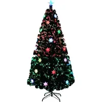 UISEBRT LED Kunstkerstboom, 240 cm, glasvezel kerstboom met sneeuwvlokverlichting