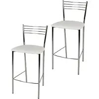STOCK LINE t m c s Tommychairs - Set van 2 moderne barkrukken ELENA, geschikt voor keuken en eetkamer, met een stevig frame van verchroomd staal en een beklede zitting bekleed met wit kunstleer