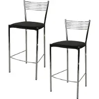 STOCK LINE t m c s Tommychairs - Set van 2 moderne barkrukken ELEGANCE, geschikt voor keuken en eetkamer, met een stevig frame van verchroomd staal en een beklede zitting bekleed met zwart kunstleer