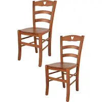 STOCK LINE t m c s Tommychairs - Set van 2 stoelen CUORE, geschikt voor keuken en eetkamer. Robuuste constructie van beukenhout, gelakt in de kleur kersenhout, met een houten zitvlak
