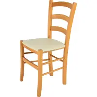 STOCK LINE t m c s Tommychairs - Stoel VENICE, geschikt voor keuken en eetkamer, met een stevige structuur van gelakt beukenhout in de kleur honing en een beklede zitvlak met kunstleer in de kleur ivoor