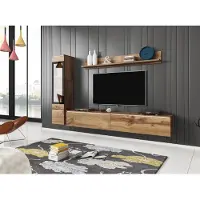 Minio , wandmeubel "VEVE 1", 3-delig, voor de woonkamer, kan zowel hangend als staand worden geplaatst, uitvoering: Wotan eikenhout