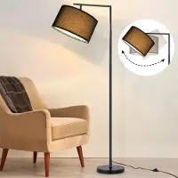 ZMH Vloerlamp voor woonkamer, zwart. Staande lamp, stoffen design, modern, decoratief, leeslamp, E27 fitting, max. 40W. Vloerlamp met voetpedaal, bedlamp, 166cm. Exclusief lamp