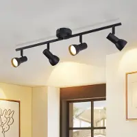 ZMH Plafondlamp met 4 lampen, zwart, voor de woonkamer. Moderne design, inbouwspots van metaal met GU10 fitting. 350° verstelbaar. Geschikt voor slaapkamer, hal, keuken (exclusief lampen)