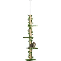Fortuna Lai Krabbenhuis, hoogte 202-242 cm, in hoogte verstelbaar. Klimboom met kantelbeveiliging, speelhuis van jute in groen en geel