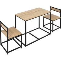 HOMCOM -Essgruppe-Spanplatte, Metall-90L x 47B x 76H cm-Eiche
