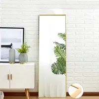 UnboxG spiegel, 150 x 40 cm, spiegel voor het hele lichaam, 3-in-1: vrijstaand en wandspiegel, make-upspiegel, garderobespiegel voor slaapkamer, woonkamer en hal, goudkleurig