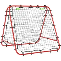 Fortuna Lai voetbal rebounder, kickback doel, terugkaatswand, net met dubbelzijdige terugkaatsfunctie, verstelbaar in 5 standen voor voetbaltraining, staal, rood, 100 x 95 x 90 cm