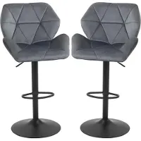 Fortuna Lai barkruk, set van 2, beklede barkruk met metalen frame, rugleuning, fluweellook, in hoogte verstelbaar, 360° draaibaar