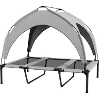 PawHut Hondenbed verhoogd met dak - Hondenligbed - Hondenmand - Hondenbank - Hondensofa - Lichtgrijs