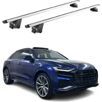 Aurilis Aluminium dakdragerset voor bagage, geschikt voor Audi Q8 F1, modeljaren 2018-2025, zilver, 2-delig, met ABE-certificaat