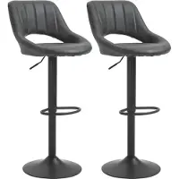 HOMCOM Barstoelset, 2 stuks, keukentoelen, met lederlook, draaibaar met voetsteun