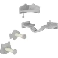 Fortuna Lai Katten Klimset, 4-delig, krabmeubel met sisal treden, dubbele platform, lichtgrijs/crème wit