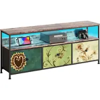 ProximaX Multifunctionele meubelset: commode, TV-meubel in een tijgerprintkleur met gekleurde stoffenladen, LED-verlichting, make-up tafel met opbergruimte en keukenkast met opbergruimte