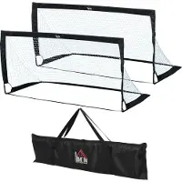 Fortuna Lai Voetbaldoelen Set, 2 stuks. Mini-doelen, inklapbaar, gemaakt van staal en Tetrolon, zwart. Afmetingen: 186x90x89 cm. Geschikt voor tuin en speelplaats