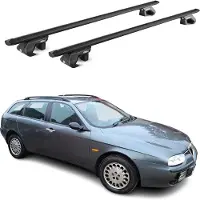 Aurilis Draagbalken voor Alfa Romeo 156 CrosWagon, Wagon, modeljaren 2000-2007, aluminium, zwart, 2x ABE-certificaat