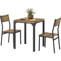 Fortuna Lai, 3-delige eethoek, eettafelset, bestaande uit: 1 tafel, 2 stoelen, materiaal: MDF en metaal, kleur: bruin
