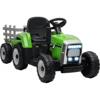 Fortuna Lai Elektrische kinderauto, kinder-tractor, inclusief afstandsbediening voor ouders, maximale snelheid van 6 km/u, groen en zwart