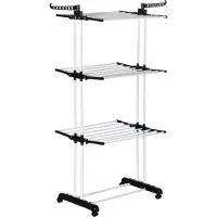 HOMCOM -Wäscheständer-Stahl, Kunststoff-73L x 64B x 177H cm-Schwarz