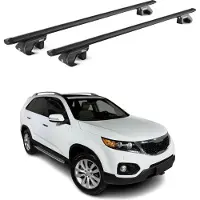 Aurilis Aluminium dakkapdrager, basisdrager voor Kia Sorento XM (2009-2014), 5-deurs, zwart, met ABE-certificering, 2 stuks