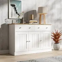 MODFU kast/buffet met 2 lades en 3 deuren, buffet met opbergruimte, kast/buffet voor de woonkamer, wit