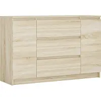 3Xeliving Kommode, Sonoma-eikenhout, 120 x 39 x 78 cm, 2 deuren, 3 lades