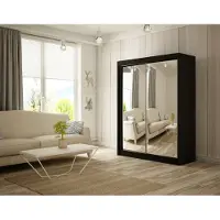 MargaretHadas24 Kledingkast Elsa, 120 cm breed, inclusief 2 schuifdeuren met spiegel. Levering tot in huis. Inclusief kledingstang. Garderobe, kast, hoge kast, slaapkamer (kleur: zwart)