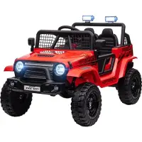 Fortuna Lai elektrische kinderauto met zachte vering, afstandsbediening, LED-verlichting, claxon, 12V-motor, gemaakt van kunststof en metaal, rood