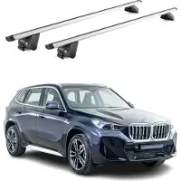 Aurilis Draagrek, basissteun voor BMW X1 U11, modeljaren 2022-2025, 100 kg draagvermogen, aluminium, zilver, 2-delig, met ABE-certificaat