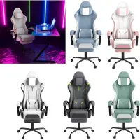 XINZI Gaming stoel, ergonomische bureaustoel met massagekussen voor de onderrug en hoofdkussen, in hoogte verstelbaar, computerstoel met een draagvermogen van 150 kg, grijs
